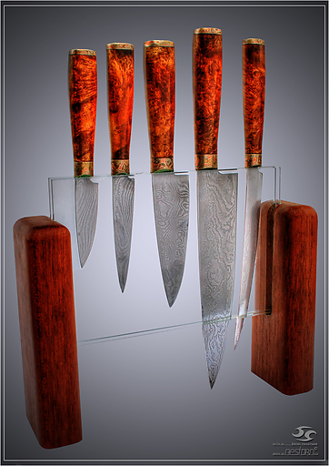 Image: Komplet noży kuchennych z mokume gane
